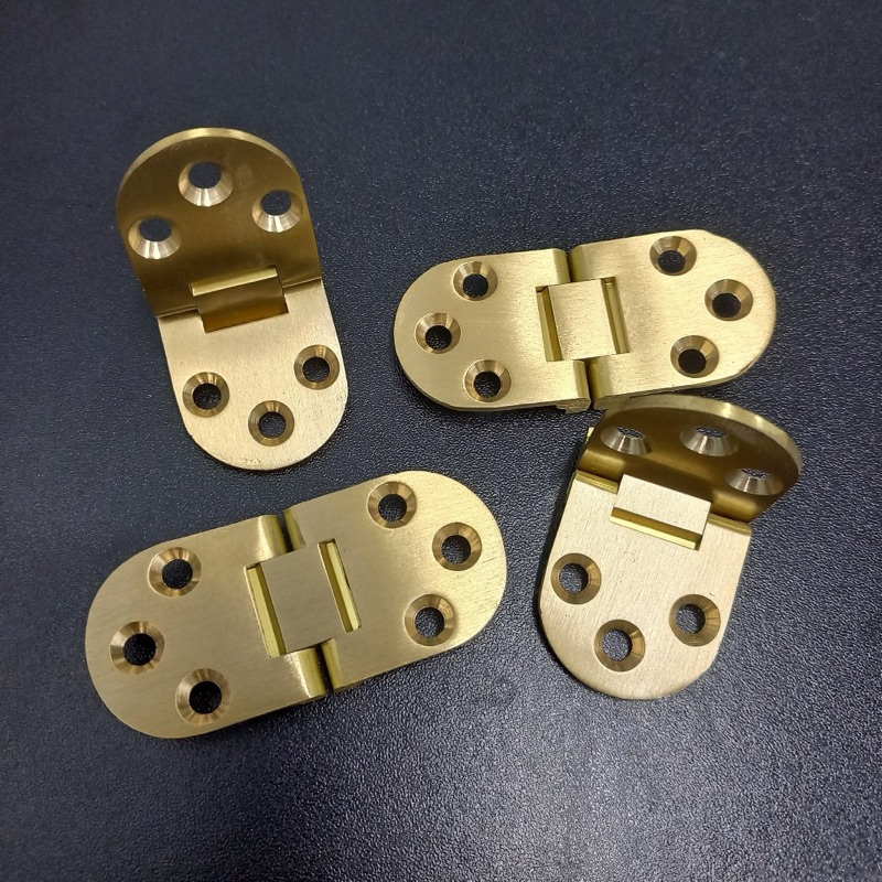 [1 cái] Bản lề lá bán nguyệt đồng kèm vít bắn, lề 2 lá đồng, bản lề bắt cánh cửa, tủ gấp,…