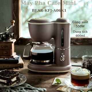 Máy Pha Cà Phê Mini Tự Động Bear SB-CF06A (KFJ-A06K1), 0.6L,550W, Nhỏ Gọn Pha Trà/Coffee,BH 18 tháng