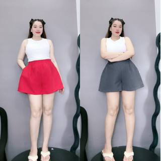 Quần đùi nữ Bigsize dáng chữ A ống rộng lưng chun co giãn chất vải mềm mịn - Q500