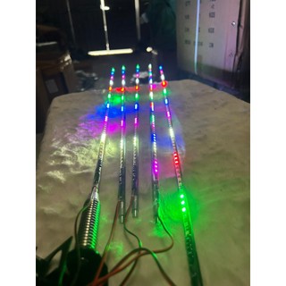 Ăng ten Led nháy đuổi 7 màu 100 cm trang trí cho ô tô, xe tải, điện auto 12v, 24v