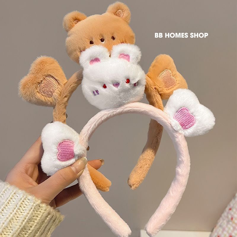 Băng đô rửa mặt bờm cute cài tóc dễ thương chống trơn trượt, lông mềm mại phong cách Hàn Quốc trẻ em, người lớn