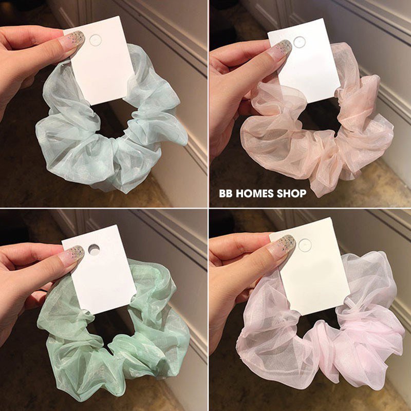 Dây buộc tóc - cột tóc vải scunchies voan tơ