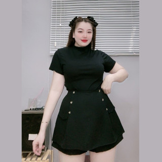 Quần giả váy bigsize nữ lưng cao có chun co giãn chất vải tuyết chéo mềm mại cho chubby GVN