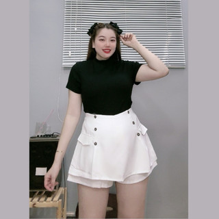 Quần giả váy bigsize nữ lưng cao có chun co giãn chất vải tuyết chéo mềm mại cho chubby GVN