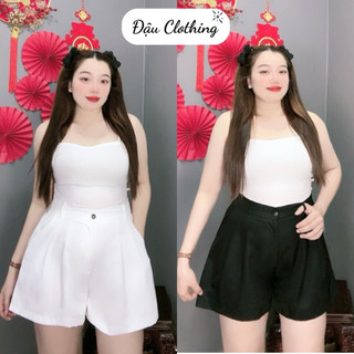 Quần đùi nữ Bigsize ống rộng lưng thun có khóa kéo dáng chữ A chất tuyết mưa cho nữ Chubby Q8