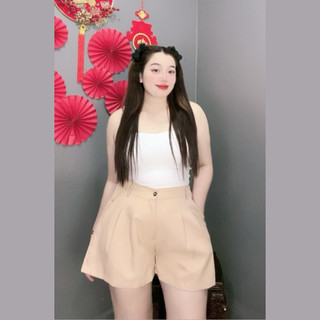 Quần đùi nữ Bigsize ống rộng lưng thun có khóa kéo dáng chữ A chất tuyết mưa cho nữ Chubby Q8