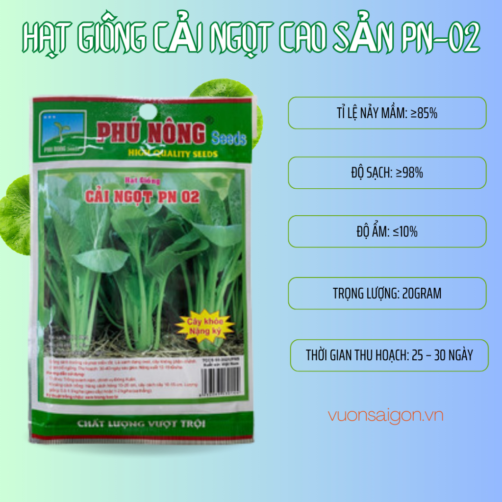 Hạt giống cải ngọt cao sản Phú Nông - Cây khỏe, nặng kí 2