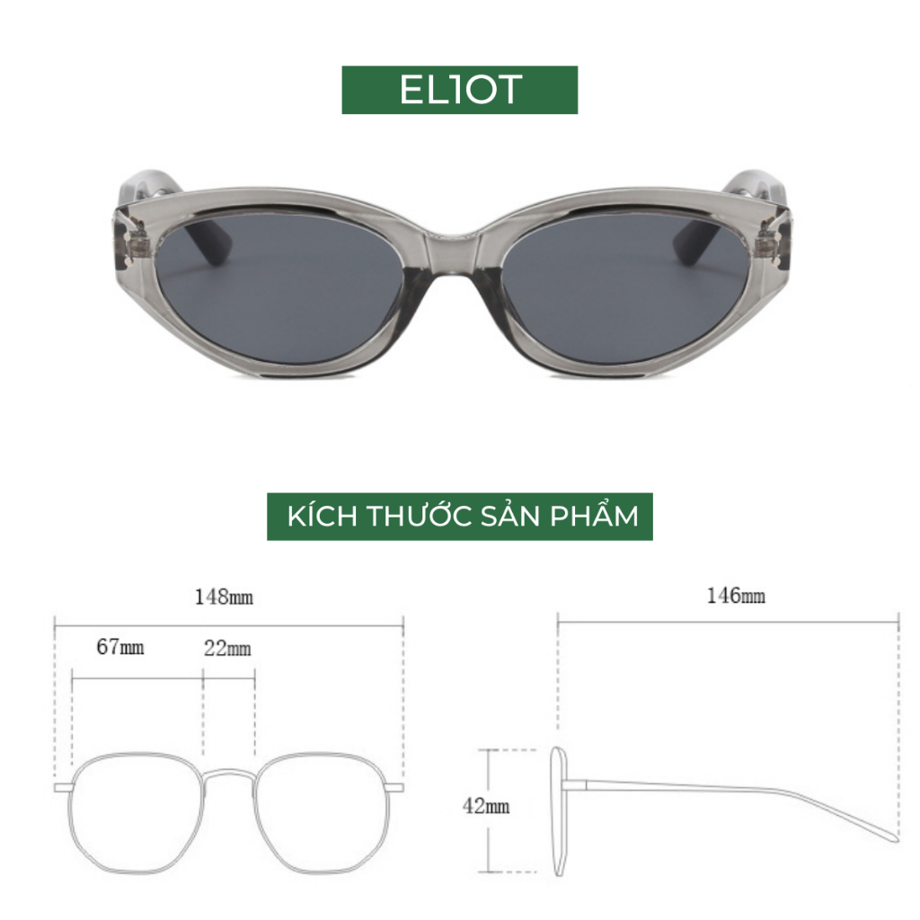 Kính râm mắt mèo ELIOT EYEWEAR kiểu dáng thời trang tròng kính chống tia UV400 phù hợp với cả nam và nữ 2031