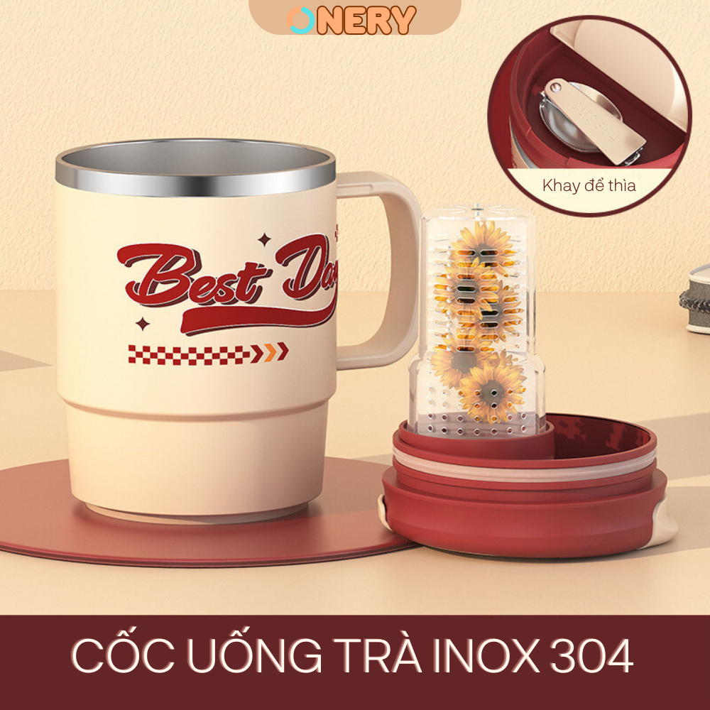 Cốc pha trà -pha coffee - camping- Inox dung tích 550ml - Onery