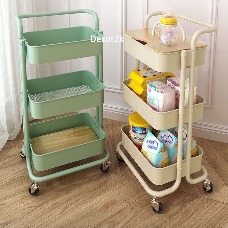 Kệ IKEA xe đẩy đa năng spa 3 tầng có bánh xe chất lượng thép 100% cacbon