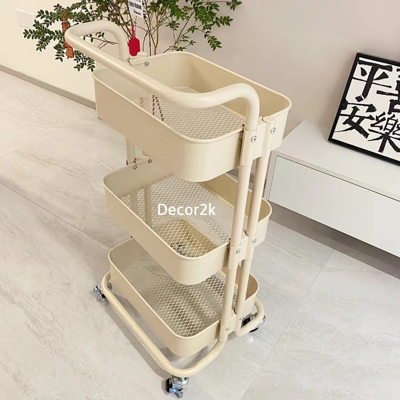 Kệ IKEA xe đẩy đa năng spa 3 tầng có bánh xe chất lượng thép 100% cacbon