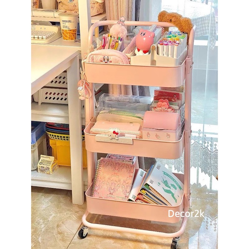 Kệ IKEA xe đẩy đa năng spa 3 tầng có bánh xe chất lượng thép 100% cacbon