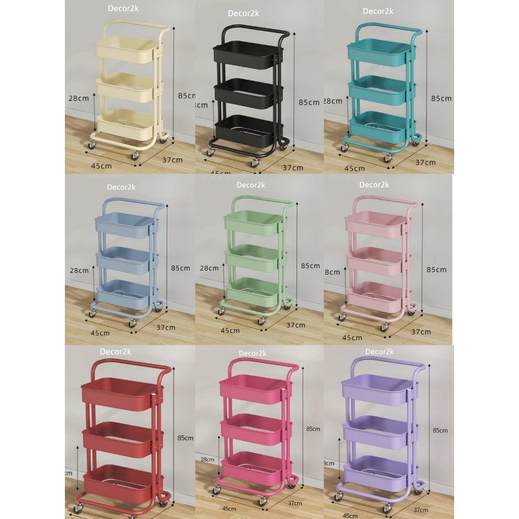 Kệ IKEA xe đẩy đa năng spa 3 tầng có bánh xe chất lượng thép 100% cacbon