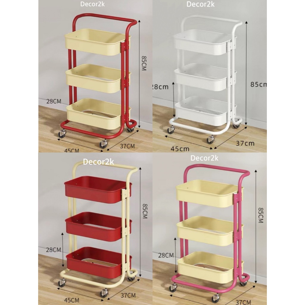 Kệ IKEA xe đẩy đa năng spa 3 tầng có bánh xe chất lượng thép 100% cacbon