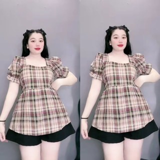 Set đồ thun nữ bigsize tay ngắn cổ vuông màu vải lụa 100d mềm mại , nhẹ nhàng dễ thương SET67