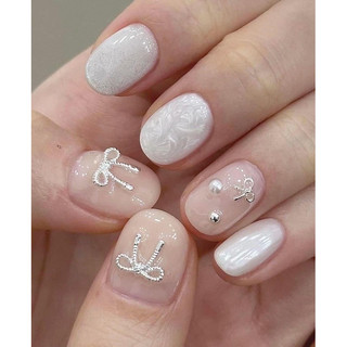 charm nơ nail mini gắn móng - nơ kim loại siêu nhỏ , set 10 cái