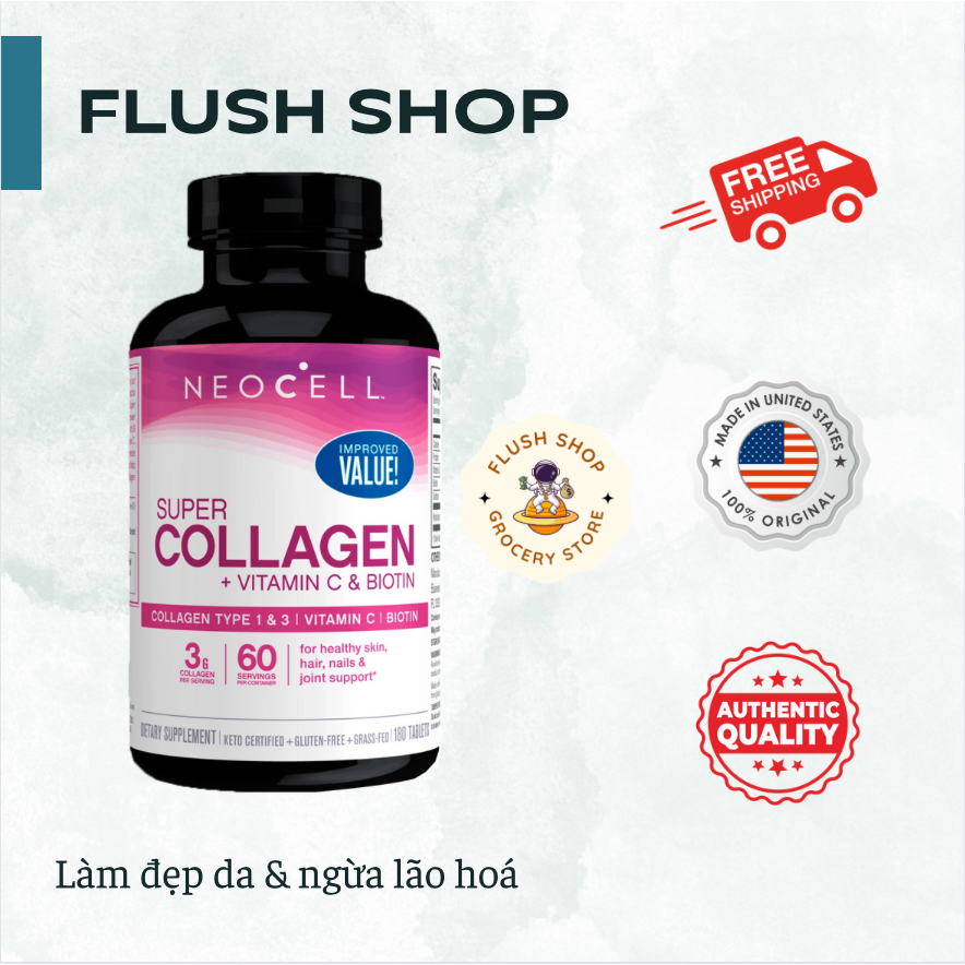 Viên uống bổ sung Collagen Neocell Super Collagen+C | 180 viên | Shopee ...