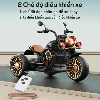 Xe Máy Điện Cho Bé Có Điều Khiển Từ Xa, Bluetooth, Đèn LED, Nhạc - Xe Mô Tô Điện Trẻ Em Chịu Tải 50kg