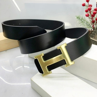 Thắt lưng dây nịt nam khóa chữ H bản to bấm lỗ sẵn da bò bản dây 3.8cm giaynamdep699