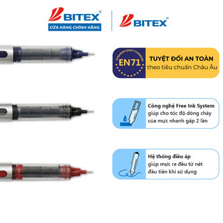 Bút lông bi Bitex R02 mực xanh, đỏ, đen ngòi 0.5mm