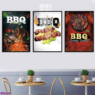 Tranh Treo Tường Trang Trí Quán Ăn Quán Lẩu BBQ Bộ 3 Tấm (50x70x3cm) - Tranh Laminate Tráng Gương