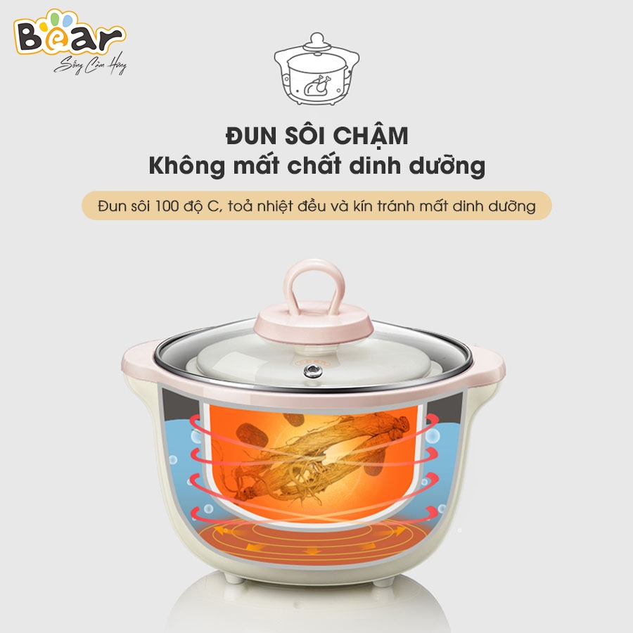 Ảnh Combo Nồi Nấu Cháo Chậm BEAR 1.6L SUBE002 Tiếng Việt và Máy Xay Ăn Dặm 0.3L BEAR 8 Lưỡi GR-B03V8 Nấu Cháo Chưng Yến 2