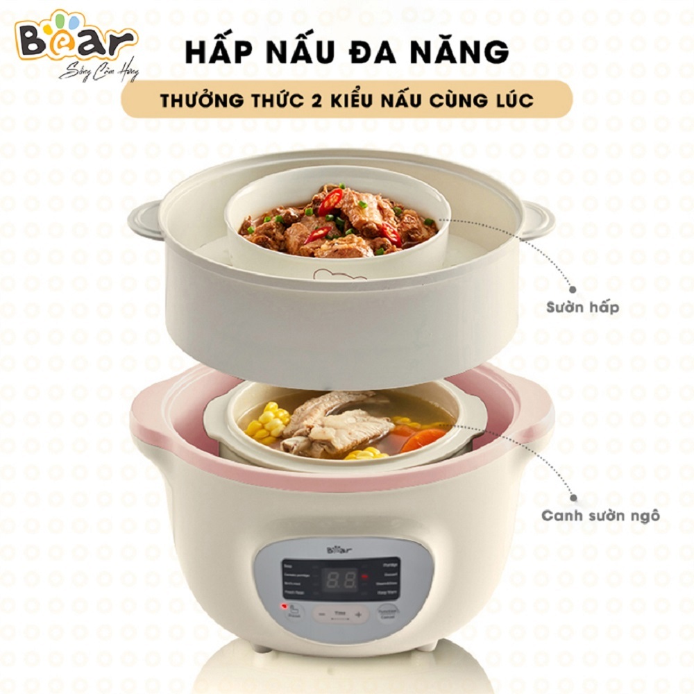 Ảnh Combo Nồi Nấu Cháo Chậm BEAR 1.6L SUBE002 Tiếng Việt và Máy Xay Ăn Dặm 0.3L BEAR 8 Lưỡi GR-B03V8 Nấu Cháo Chưng Yến 3