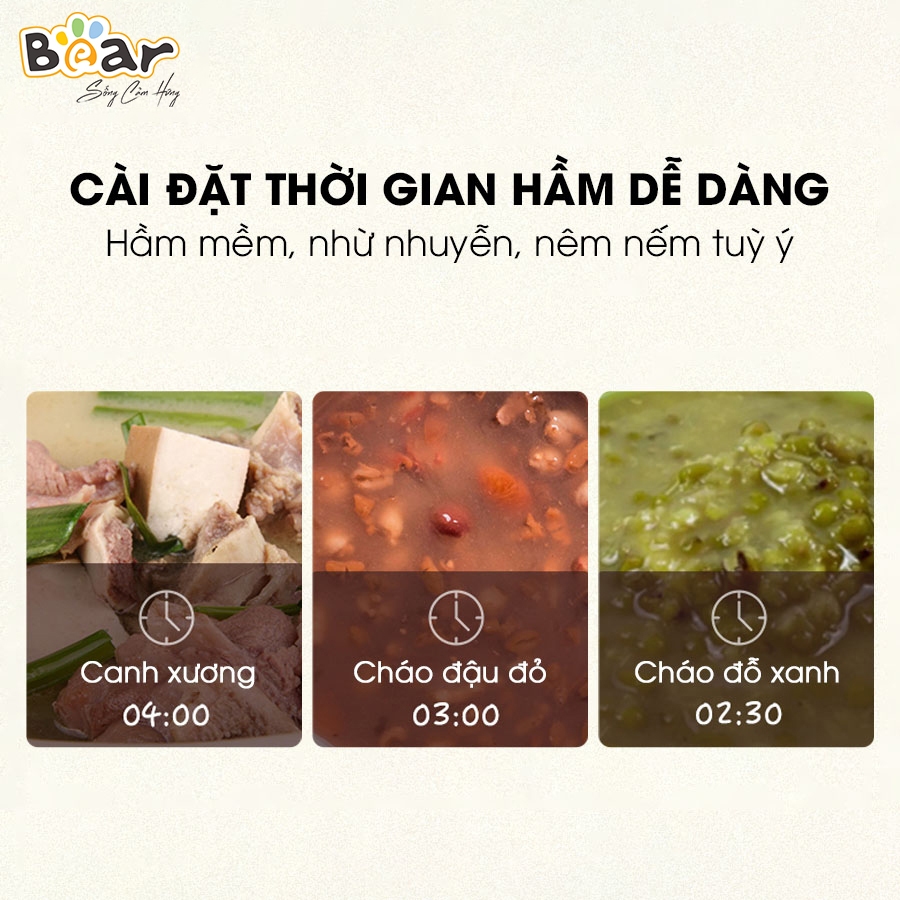 Ảnh Combo Nồi Nấu Cháo Chậm BEAR 1.6L SUBE002 Tiếng Việt và Máy Xay Ăn Dặm 0.3L BEAR 8 Lưỡi GR-B03V8 Nấu Cháo Chưng Yến 4