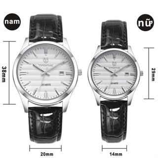 Đồng Hồ Nam Nữ Thời Trang TFS T16 Dạ Quang, Dây Da Cao Cấp Có Lịch Ngày Kiểu 132000