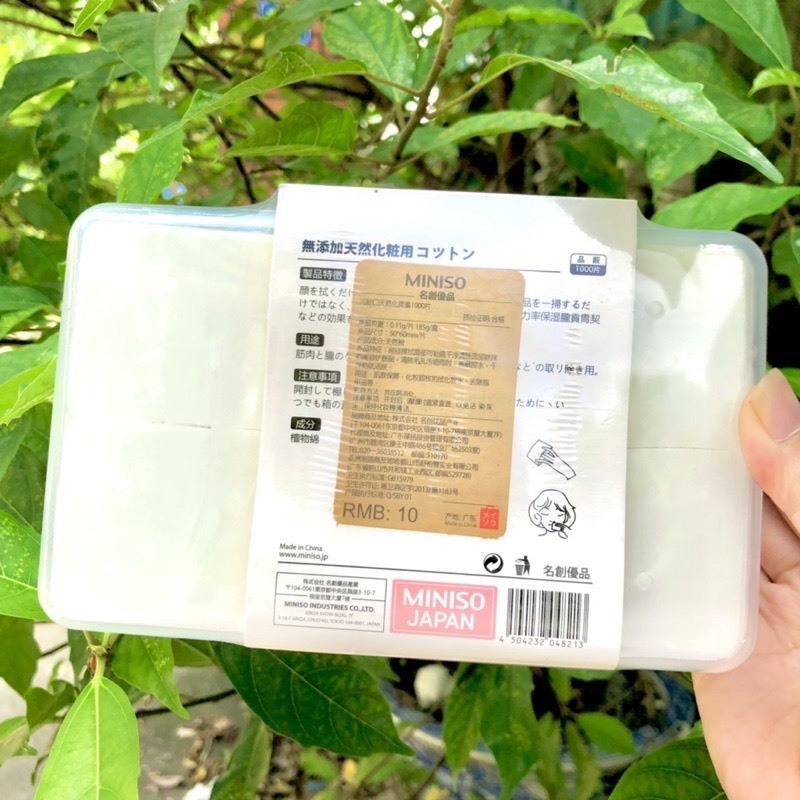 Bông tẩy trang kèm hộp Miniso Nhật Bản 475 miếng, 1000 miếng