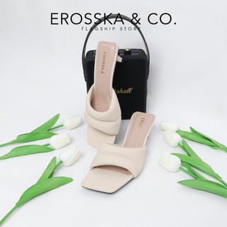 Erosska Kya - Dép cao gót mũi vuông quai ngang kiểu dáng sang trọng màu nude cao 4cm  - EM117