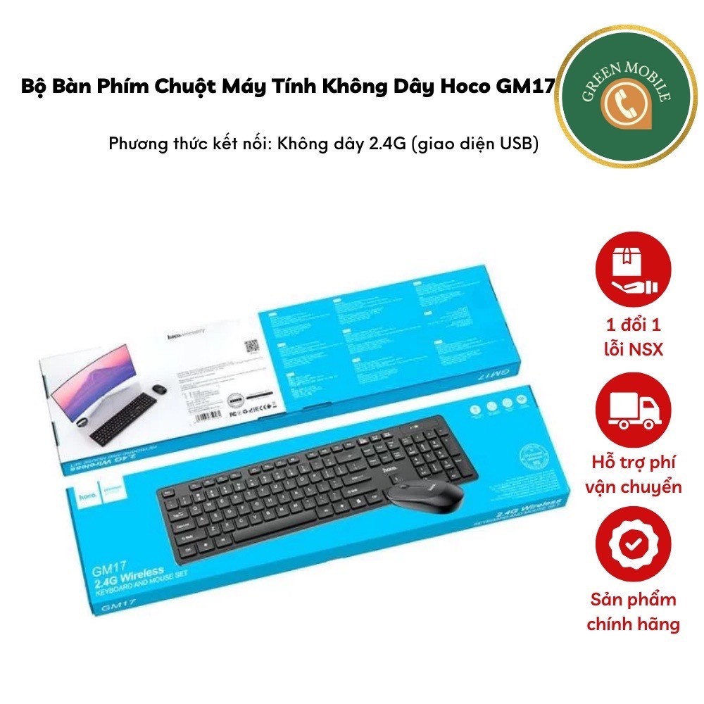 Bộ Bàn Phím Chuột Máy Tính Không Dây Hoco GM17 Bảo Hành Chính Hãng 12 ...