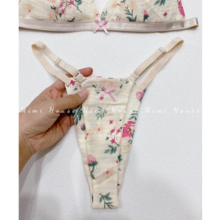Set bộ đồ lót hoa lá muslin - hàng handmade