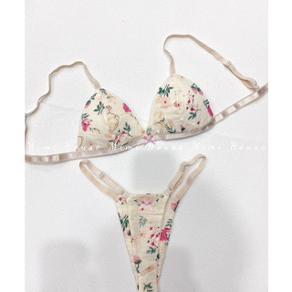 Set bộ đồ lót hoa lá muslin - hàng handmade