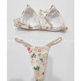 Set bộ đồ lót hoa lá muslin - hàng handmade