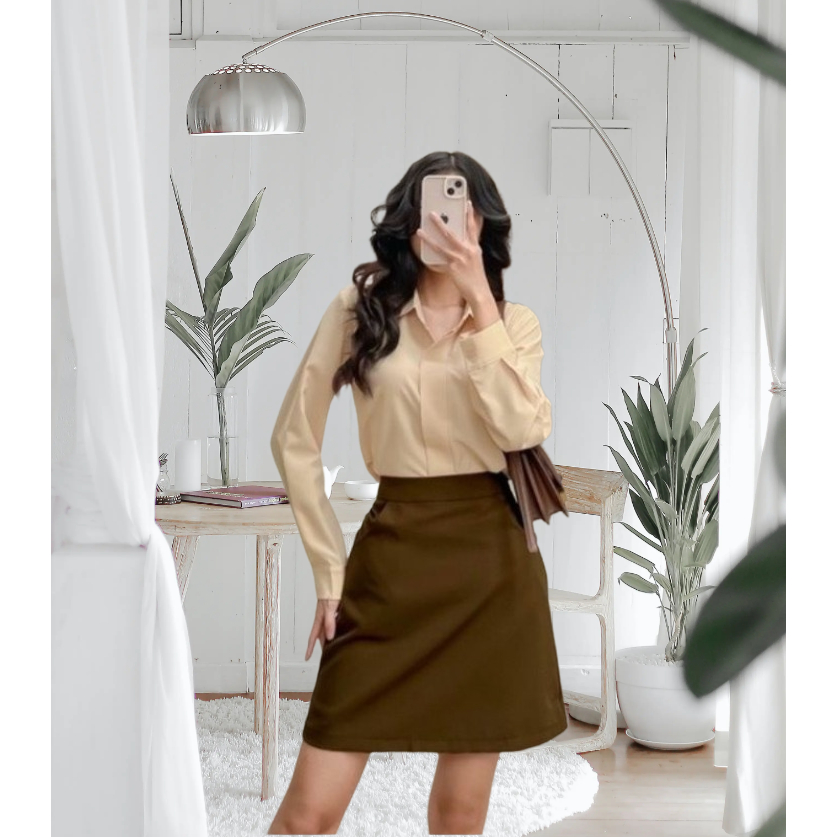 Chân Váy Chữ A Ngắn 42cm Có Lớp Lót Quần Bên  Trong Trẻ Trung Thanh_CV10
