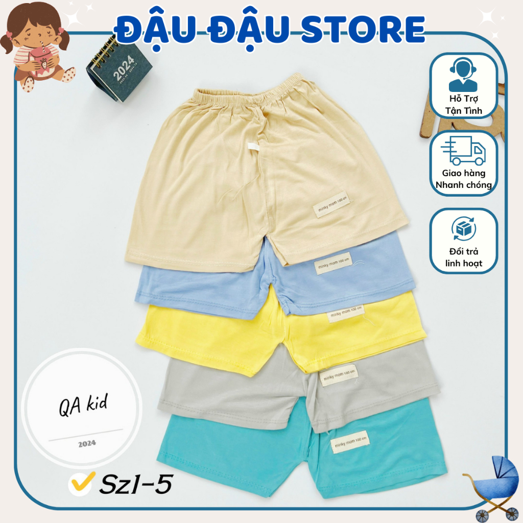 Set 10 Quần Đùi Chục Mác Sơ Sinh Thun Lạnh Cho Bé Gái Bé Trai 4 - 15kg Vải Thoáng Mát Mềm Mịn [QL03] Đậu Đậu Store