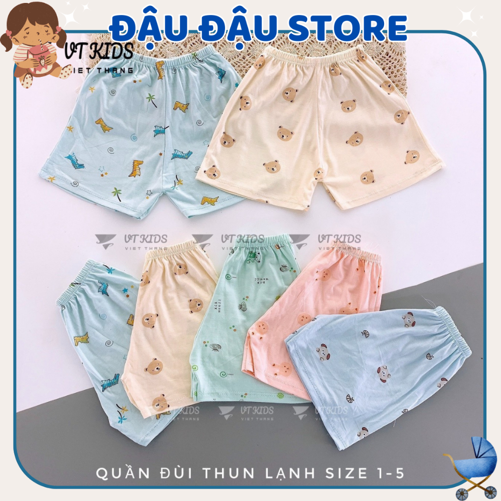 Set 10 Quần Đùi Chục Sơ Sinh Thun Lạnh Màu Cho Bé Gái Bé Trai 4-15kg Vải Mềm Mát Phối Họa Tiết [QL04] Đậu Đậu Store