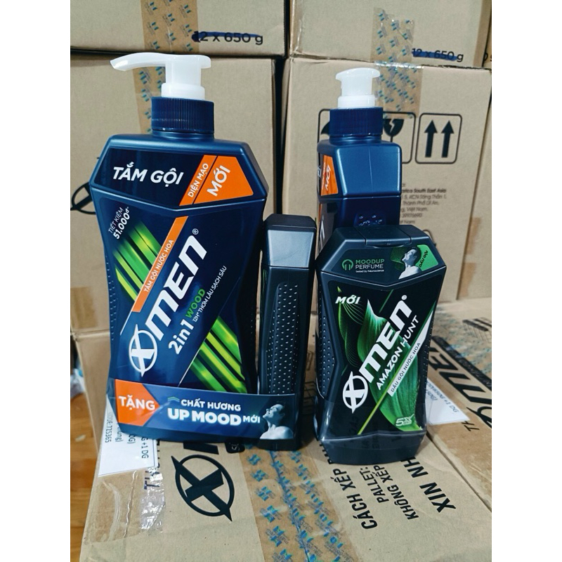 Sữa tắm gội 2 in 1 nước hoa XMen Wood Sport thơm lâu 650g tặng