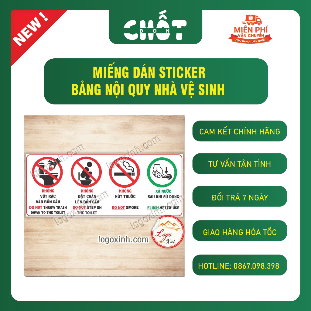 LOGO TEM STICKER BIỂN BẢNG NỘI QUY NHÀ VỆ SINH - TOILET RESTROOM RULES ...