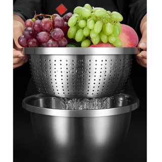 Bộ Thau Rỗ Inox  Chubby Chef Size lớn 24,26,28cm Trộn Bột, Rửa Rau Củ Trái Cây, Vo gạo, Tiện lợi dễ sử dụng