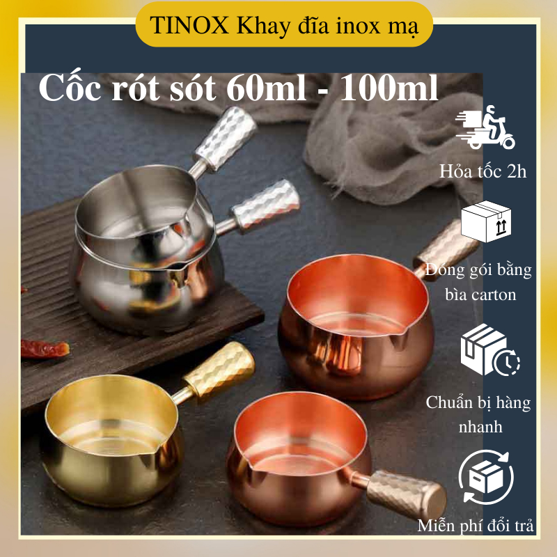 Chén rót xốt inox TINOX có tay cầm Cốc rót nước sốt mạ vàng trắng bạc ...