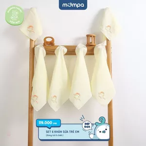 Khăn sữa cho bé Mompa vải xô Sợi tre 30x30cm co giãn mềm mại mềm mịn thấm hút 949
