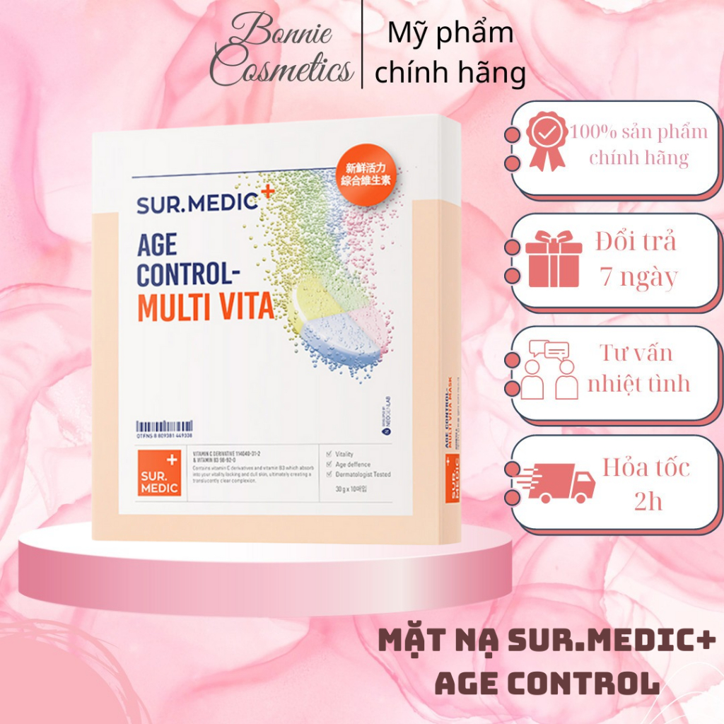 10 Miếng Mặt Nạ Surmedic Age Control Multi Vita Mask Dưỡng Da Ngăn 