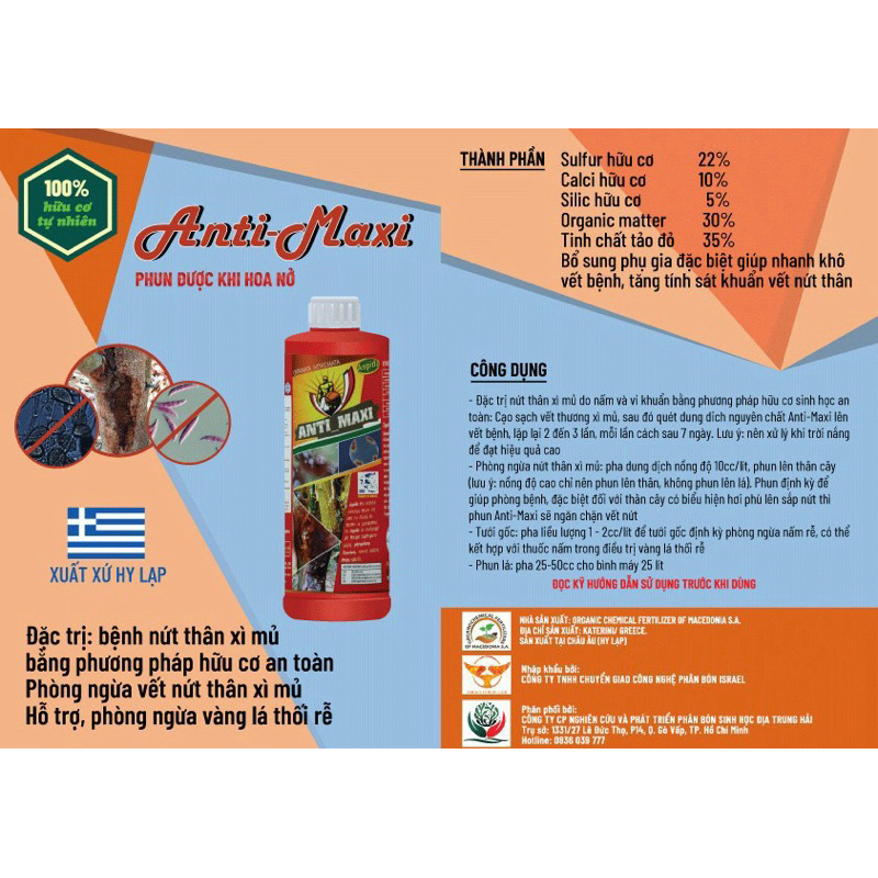 Anti maxi chai chiết từ can 20L - Thuốc quét sầu riêng anti maxi 500ml ( Chai chiết) cam kết chính hãng