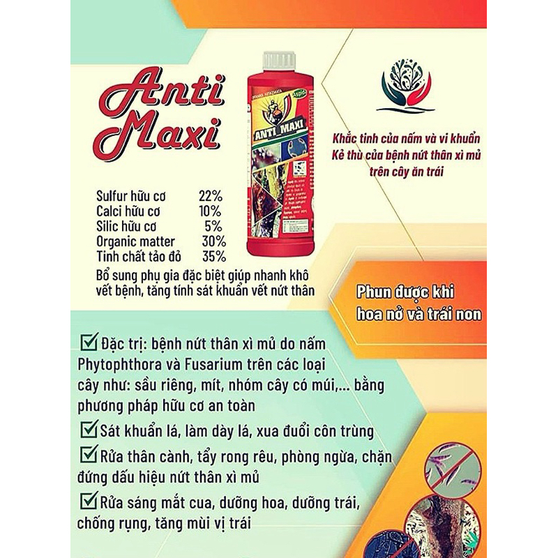 Anti maxi chai chiết từ can 20L - Thuốc quét sầu riêng anti maxi 500ml ( Chai chiết) cam kết chính hãng