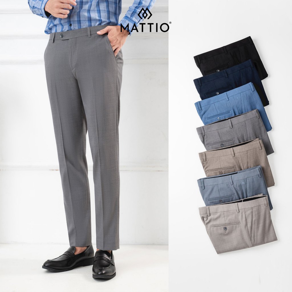 Quần tây nam cao cấp Mattio, vải rayon, slimfit, MTR03. | Shopee Việt Nam