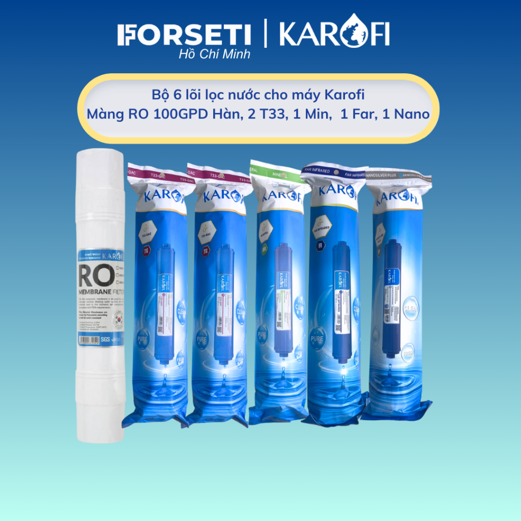 Combo 6 lõi lọc nước Karofi (1 màng RO100HR và 5 lõi chức năng gồm 2T33 ...