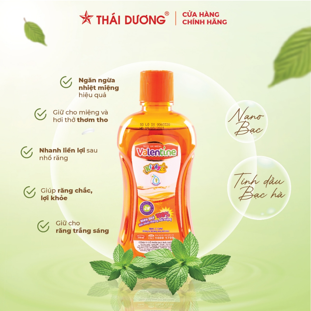 Ảnh Nước súc miệng Valentine ngăn ngừa nhiệt miệng, hôi miệng, sâu răng dành cho người lớn, trẻ em 2