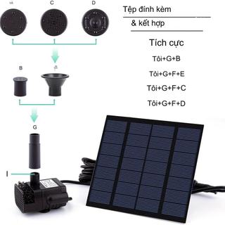 Ảnh 2 – Máy bơm phun nước năng lượng mặt trời 1.8W 7V với 6 vòi phun nước cho bể chim, ao, vườn và những nơi